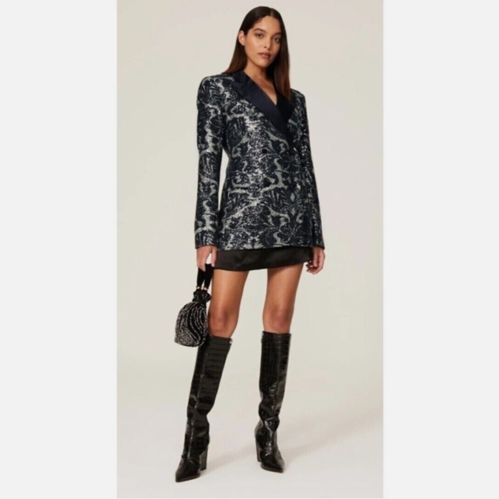 ROTATE Birger Christensen Augustina Sequin Blazer Women Size 4 Party Cocktail